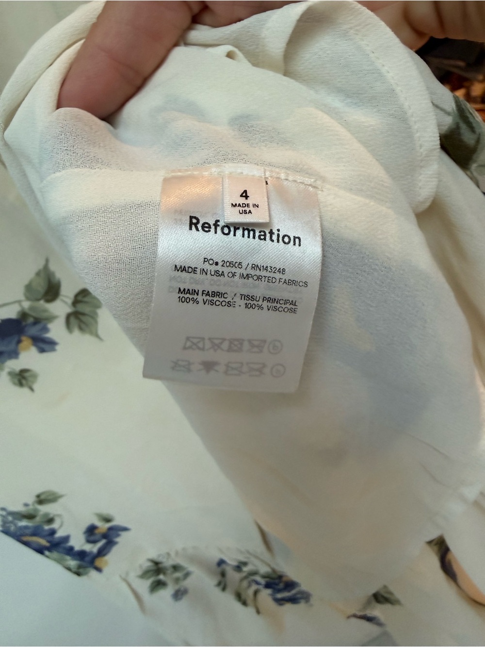 Reformation Parke Midi Dress Roquefort Floral Ivory Size 4 - Picture 12 of 13